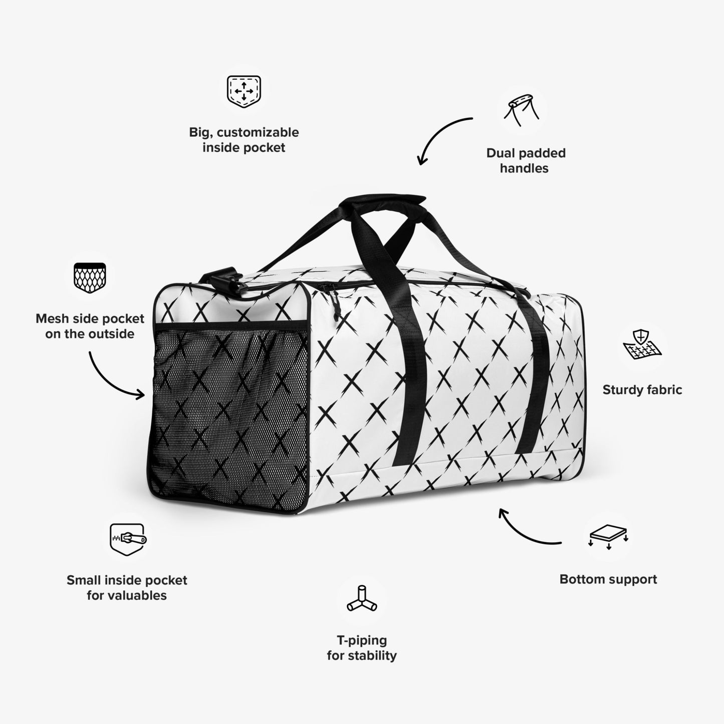 HOOKYX Duffle Bag – Spacious, Multi-Pocket Organization & Adjustable Strap